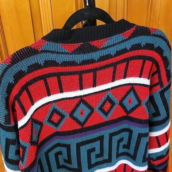 Vintage La Venture Sweater Geometric Knit Retro 80s 90s Size L Y2K Streetwear - Picture 5 of 9
